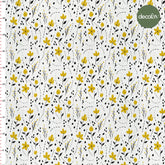 Yellow Crisp Floral Patterned Digital Printed Fabric